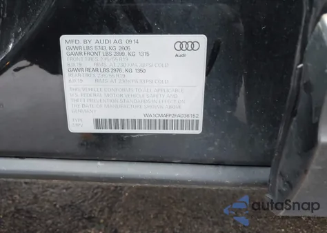 2015 Audi Q5 3.0 Tdi Premium Plus from USA, damaged, VIN WA1CMAFP2FA036152